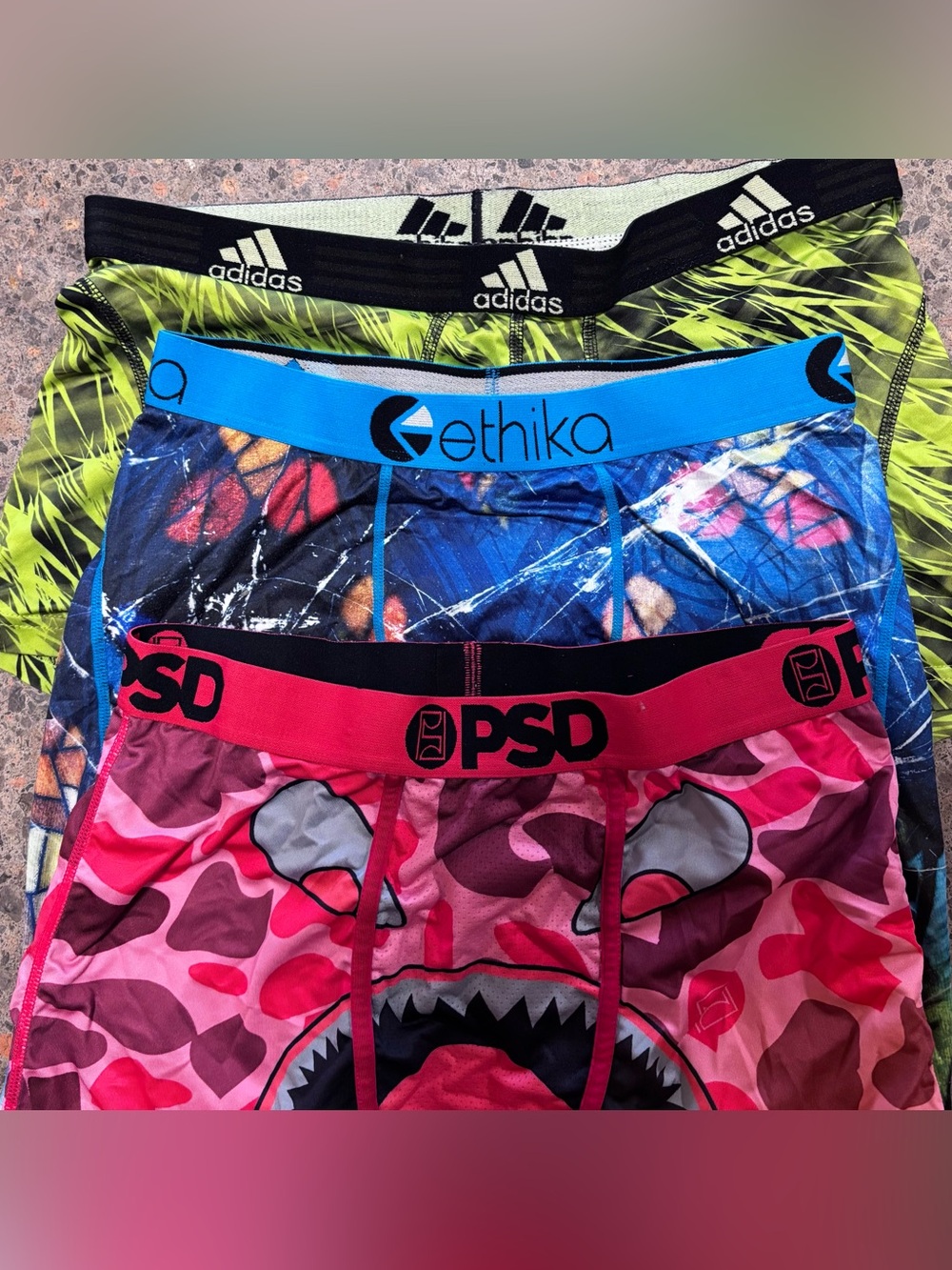 3 Pack Dri Fit Underwear PSD, Ethika, (Large) Multicolor, Red, Blue, Yellow